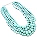 Affordable Wedding Jewelry Statement Layered Strands Turquoise Stone-Simulated Pearl Beads Necklace Earrings Set Gift Bijoux