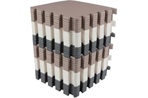 Puzzle Mat EVA Foam Floor Tiles 40-Pack - 40 SQFT Multicolor Exercise Mat or Baby Play Mats for Floor - Interlocking Floor Mats by Stalwart (Neutral)