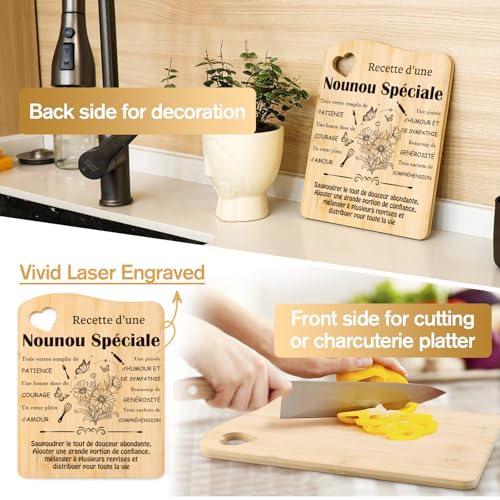 Tulolvae Nanny Gift – Bamboo Chopping Board, Gift Ideas for Nanny, Women's Christmas, Original End of Contract Birthday Nanny Gift