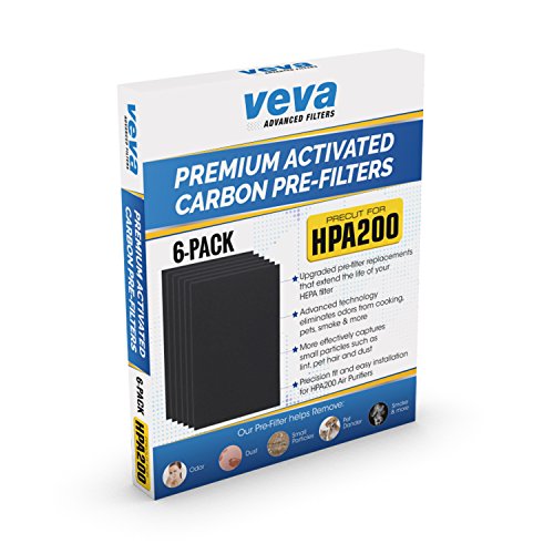 VEVA Precut for HPA200 Premium Carbon Activated Pre Filters 6 Pack