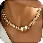 CJIAYUJEW Chunky Gold Choker Necklace for Women Gold Silver Thick Statement Choker Necklace Geometric Sphere Necklace for Women