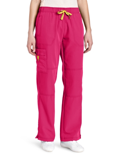 WonderWink Women's Scrubs Four Way Stretch Sporty Cargo Pant, Very Berry, Small/Petite
