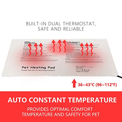 Pet Heating Pad for Cats Dogs,17.7''x27.6'' Soft Electric Blanket Auto Temperature Control Waterproof Indoor,Animal Bed Warmer House Heater Heated Floor Mat,Whelping Supply for Pregnant New Born Pet - Thumbnail 7