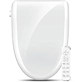 Electric Bidet Toilet Seat with Adjustable Heated Seat and Instant Warm Water, Elongated Bidet Attachment for Toilet with Wireless Remote Air Dryer, Feminine & Front Rear Wash, Self-Clean Nozzle