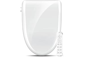 FVZ Electric Bidet Toilet Seat with Adjustable Heated Seat and Instant Warm Water, Elongated Bidet Attachment for Toilet with Wireless Remote Air Dryer, Feminine & Front Rear Wash, Self-Clean Nozzle