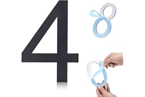 HOIUTER 6 Inch Self-adhesive House Numbers,Stainless Steel House Number for Outside,Big Modern House Numbers, Garden Door Address Numbers for House, 911 Visibility Signage (4)