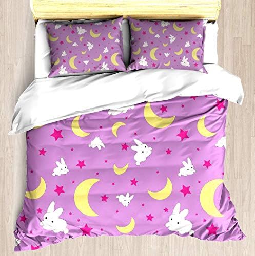 TESCCI Usagi's Moon Duvet Duvet Cover Set Soft Comforter Cover Pillowcase Bed Set Unique Printed Floral Pattern Design Duvet Covers Blanket Cover - Twin/XL