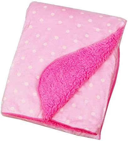 Beautiful Plush Baby Blanket In Gorgeous Pink and White Polka Dot Double Layered Pink Fleece For Extra Comfort Perfect for Swaddling and Strolling