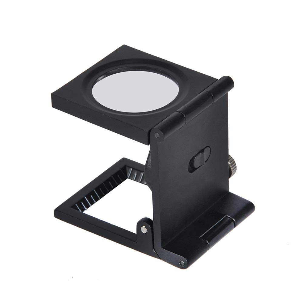 KSTE Cloth Magnifier, 1pc LED Fold Stand Fabric Cloth Square Magnifier, Magnifying 10X Lens Watch Jeweler Tool for Reading Low Vision Dark Degeneration Bonus Cleaning Cloth