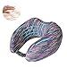 LANGRIA Memory Foam Neck Pillow U-Shape Travel Pillow Ergonomic Contoured Design with Adjustable Neck Size Washable Cover for Plane Train Car Bus Office (Striped Arctic Purple)