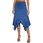 ZXIHZF Women's Asymmetrical Midi Skirt Soft Handkerchief Flowy Swing Skirt