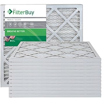 FilterBuy 20x20x1 MERV 8 Pleated AC Furnace Air Filter, (Pack of 12 Filters), 20x20x1 - Silver