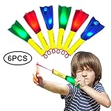 Ivenus Toys Foam Finger Rocket 6-Pack LED Rubber Band Flying Foam Slingshot Rockets -Fun Shooting Flying Games for Outdoor Fun Camping Party Gift