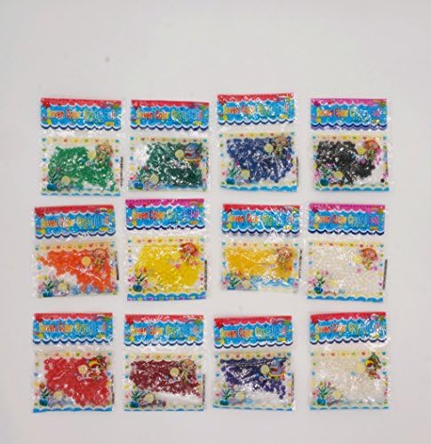 Thankmoon 12 packs of Different Color Water Beads for Garden Soil ,Vase Filler