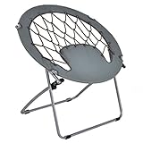 Giantex Folding Round Bungee Chair Steel Frame Camping Hiking Garden Patio (Gray)