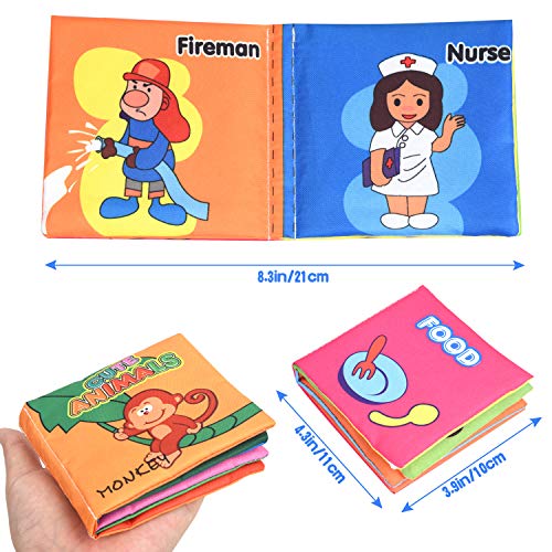 XREXS Nontoxic Fabric Baby Soft Books,Colorful Activity Crinkle Baby Cloth Book for Kids,Friction with a rustling Sound,First Books for Infants Boys and Girls,Toddlers Early Education Toys Quiet Books