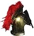 OliaDesign Roman Helmet with Red Feathers Gladiator, Gold, One Size