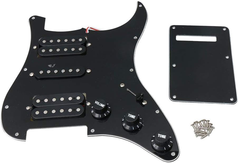 Lovermusic Black 3Ply HSH Guitar Pickup Loaded Prewired Pickguard for Electric Guitar