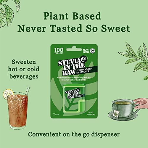 STEVIA IN THE RAW, Zero Calorie Sweetener Tablets 100 Count (1 Pack