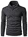 H2H Mens Knited Slim Fit Pullover Sweater Shawl Collar with One Button Point Charcoal US M/Asia L (KMOSWL036)