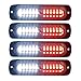 4pcs Ultra Slim 12-LED Surface Mount Grille Flashing Strobe Lights for Truck Car Vehicle Mini LED Light-Head Emergency Beacon Hazard Warning lights 12-24V (Red/White)