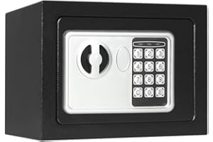 Lovndi Electronic Security Small Safe Box, 0.17 Cubic Feet Digital Deposit Box for Home Office Hotel Business, Lock Box for Cash Jewelry Storage, Black