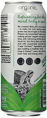 Steaz Organic Iced Teaz, Green Tea with Peach, 16 oz Cans, 12 pk