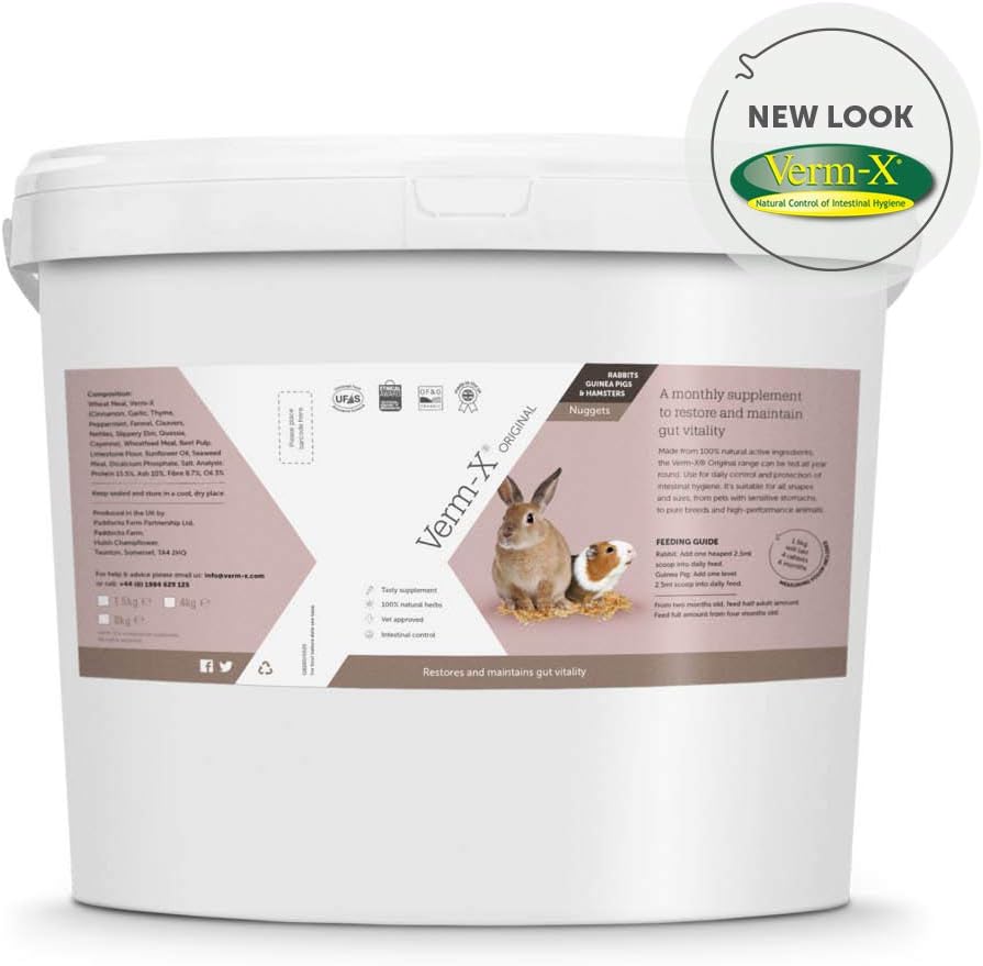 Verm-X Original All Natural Pellets for Rabbits Guinea Pigs and Hamsters. Approved for Use on Organic Farms. Supports Intestinal Hygiene. Vet Approved. Maintains Gut Vitality. Wormwood Free Recipe. ,VMX0153