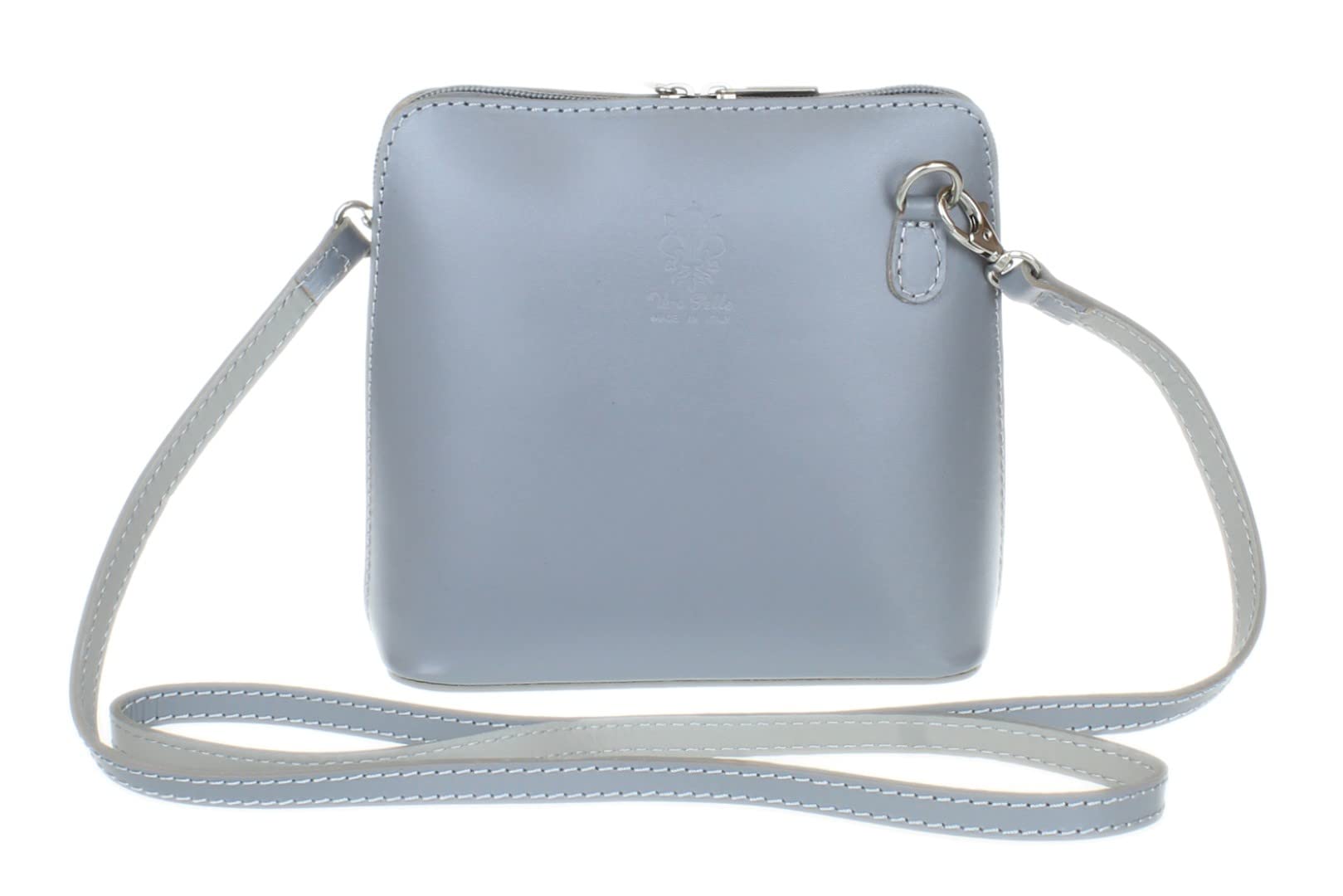 Girly Handbags Womens Genuine Leather Rigid Cross Body Shoulder Bag Real Italian (Light Grey)