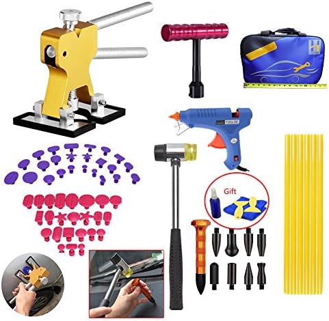 VTOLO DIY Paintless Dent Removal Tool Kit with Tab Down Tools PDR Hammer for Automobile Body Motorcycle Refrigerator Washing Machine Tool Bag Kit
