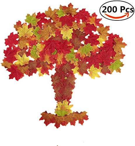 Artificial Maple Leaves Assorted Mixed Fall Colored Silk Leaves For Weddings Autumn Party Events Decorating 200 Pack