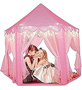 FURNIFE Princess Castle, Play Tent for Girls with Warm Star Lights, Large Pink Playhouse for Chil...