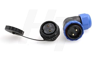 HANGTON CONNECT HangTon HE29 2 Pin Plastic Waterproof Connector Threaded Outdoor Industrial Electrical Power Circular Male Female Angled Wire Cable Plug + Panel Socket (2 pin)