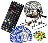 Regal Games Deluxe Bingo Cage Game Set - 8-Inch Metal Cage with Plastic Masterboard, 75 Multi-Color Bingo Balls, Bingo Cards and Bingo Chips