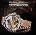 Luxury Watches for Men Mechanical Skeleton Stainless Steel Golden Timepieces Watch (A Gold Black)
