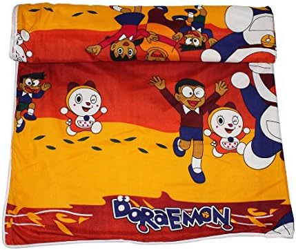 Frabjous Doraemon Cartoon Prints Polycotton Single Bed Reversible AC Dohar/Blanket/Quilt (Yellow)
