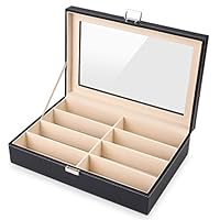 MVPOWER 8 Slot Eyeglass Sunglass Storage Box, PU Leather Glasses Display Case Storage Organizer Collector (8 Slot)