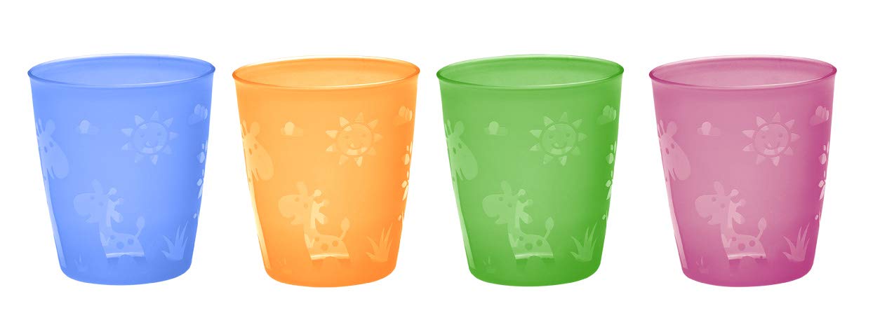 NIP Kindertrinkbecher für Kleinkinder und Babys, mit niedlichem Motiv, BPA-frei, Made in Germany, 4er Set, ab 18 Monaten