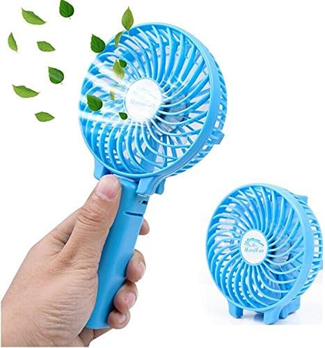 Mini Handheld Fan，Sporthomer Portable Handheld Fan，USB Rechargeable Fan with 2000mAh Battery Operated, 3 Speeds Adjustable for Desk and Travel (Blue)
