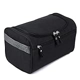 Toiletry Bag, ESARORA Hanging Toiletry Bag Organizer For Men or Women Waterproof - Travel Size with Hanging Hook for vacation (Black)