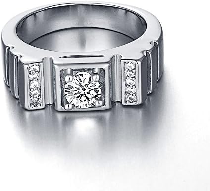Men's Fashion Band Rings with Round Cubic Zirconia CZ- Sterling Silver Plated