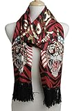 Ed Hardy Womens Flag Tiger Knit Scarf -Red/Black