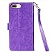 iPhone 7 Plus Case,iPhone 8 Plus Case, Moze iPhone 7 Plus Wallet Case [4 Card Slots ] [Wrist Strap] [Stand Feature] PU Leather Flip Wallet Case Cover for iPhone 7 Plus/iPhone 8 Plus- Purple
