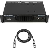 Behringer EP4000 4000W Professional Power Amplifier with with ATR Technology, Bundle with H&amp;A XLR M to F Cable 10'