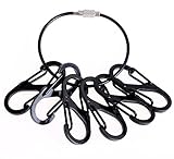Mini Skater 1.5 Inch S Shape Clip Hook Hanging Buckle Iron Double Spring Gate Keyring Keychain Snap Lock With A Steel Ring For Outdoor Hiking Survival Camping Traveling,6PCS(Black)