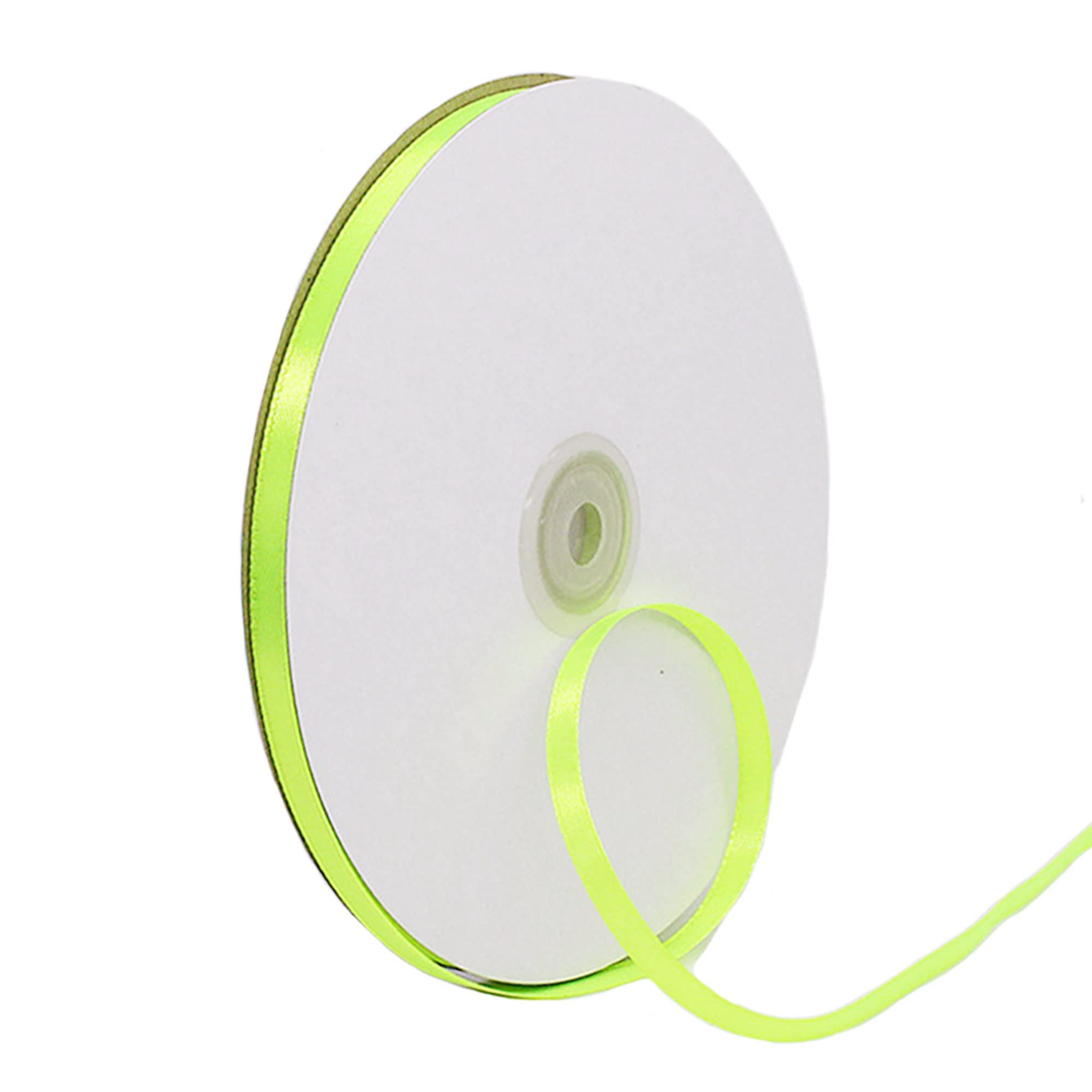 ATBEAMEN Bright Green Polyester Satin Blend Ribbon 6mm x 91m, Double Sided, Perfect for Gift Wrapping, Crafting, Decoration
