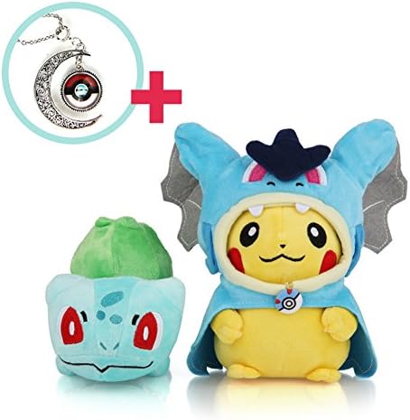 Pokemon 6" (Mega Charizard X Pikachu) , Bulbasaur 4" - Enjoy the Pokemon Plush Doll with Pokemon Go