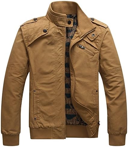 Dwar Men's Casual Long Sleeve Full Zip Fashion Outdoor Jacket with Shoulder Straps