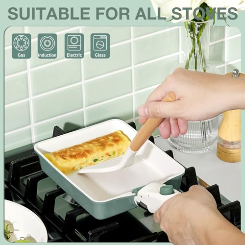 KOCH SYSTEME CS 12 Piece Non stick Ceramic Cookware Set, Pots and Pans Set with Detachable Handle, Induction Kitchen Cookware Sets, Cooking Pan Set with Removable Handle, RV Cookware Set, Green