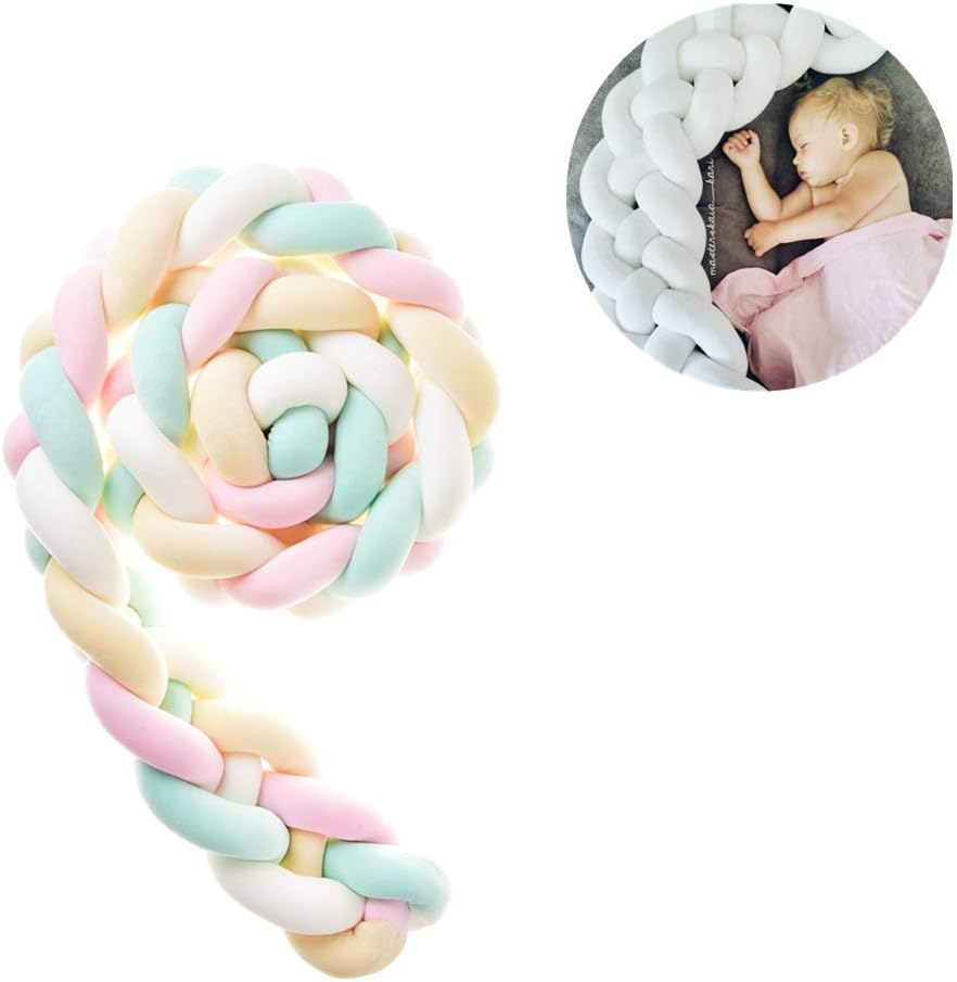YWRD Baby Bed Bumper Cot Bumper Crib Bumper Braided Pillow Crib Enclosure Pillow Bed Sleep Pillow Protectors For Children multi-color b,3m